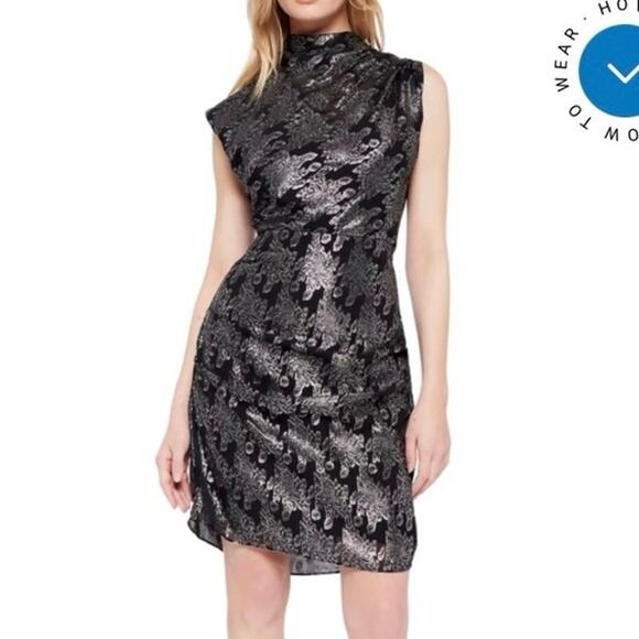 Joie Nori Black Sparkly Metallic Silver Mini Party Dress Size Small - Picture 1 of 14